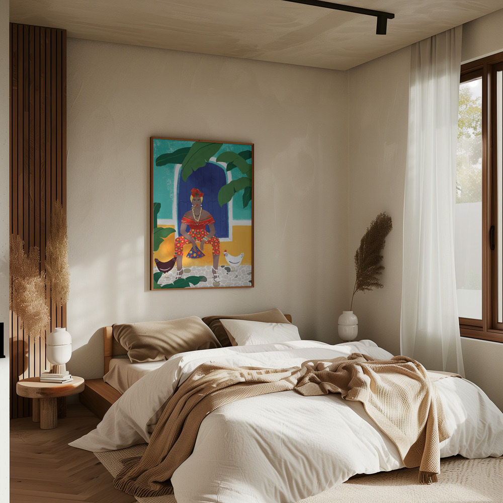 Poster - Femm au cigare im Schlafzimmer