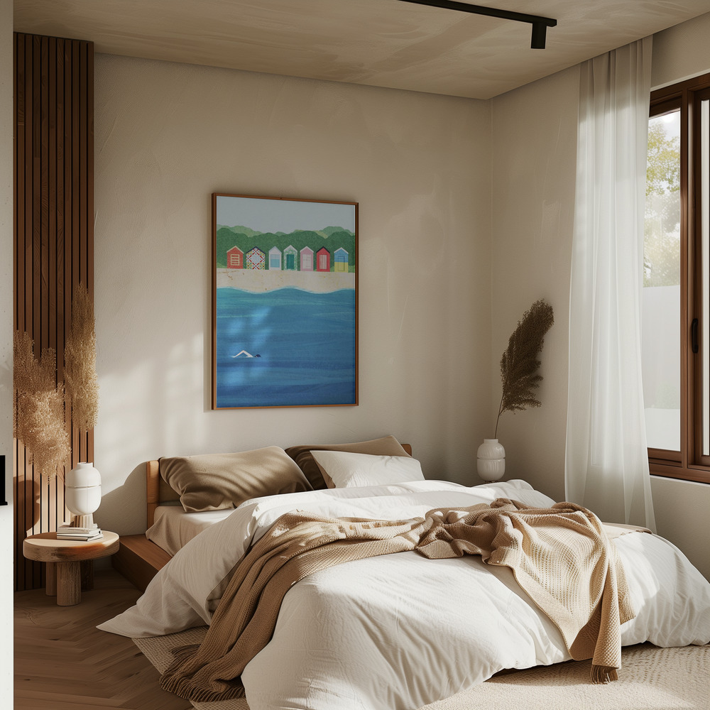 Póster - Beach Huts en el dormitorio