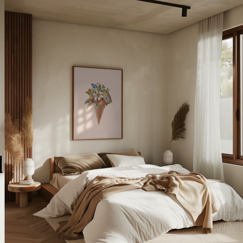 Poster Botanical pink ice cream - Affisch i sovrummet