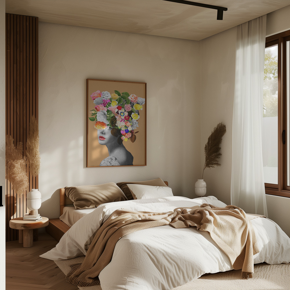 Poster - Floral portrait in bedroom