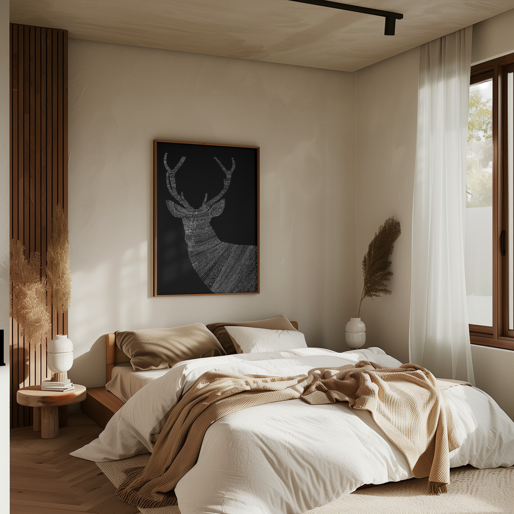 Plakat - Stag Black i soveværelset