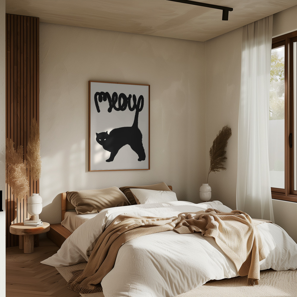 Poster - Meow in bedroom