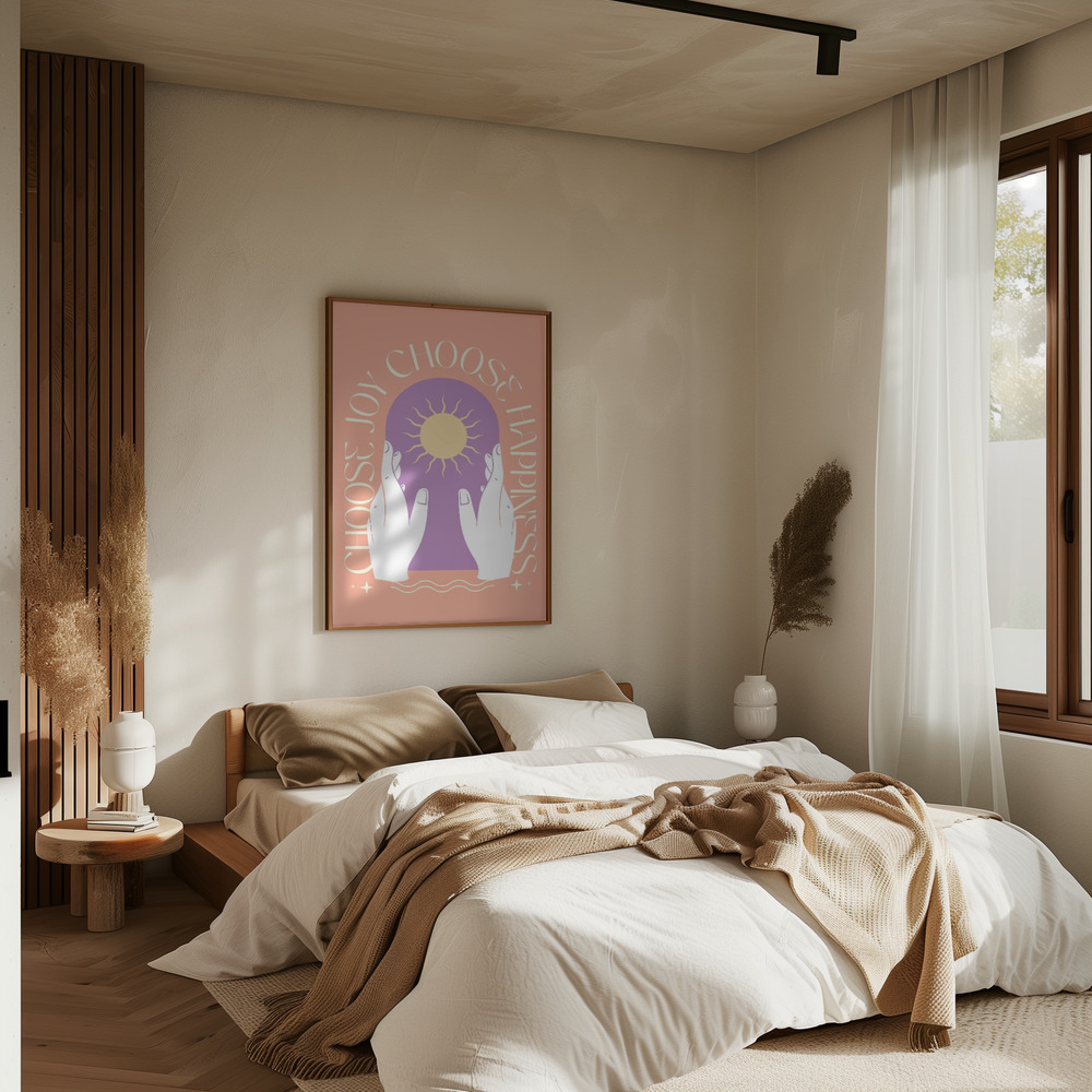 Poster - Choose Joy Choose Happiness im Schlafzimmer