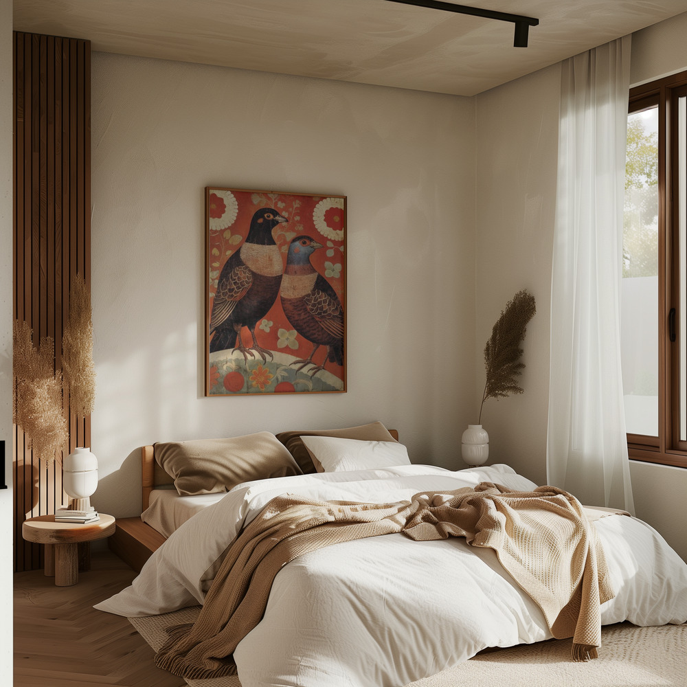 Poster - Nostalgic Birds in slaapkamer