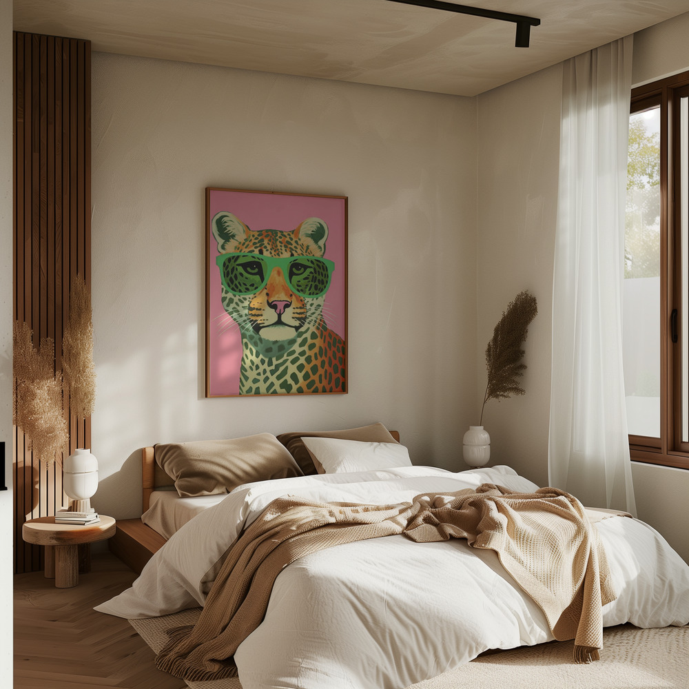 Poster - Leo With Glasses im Schlafzimmer