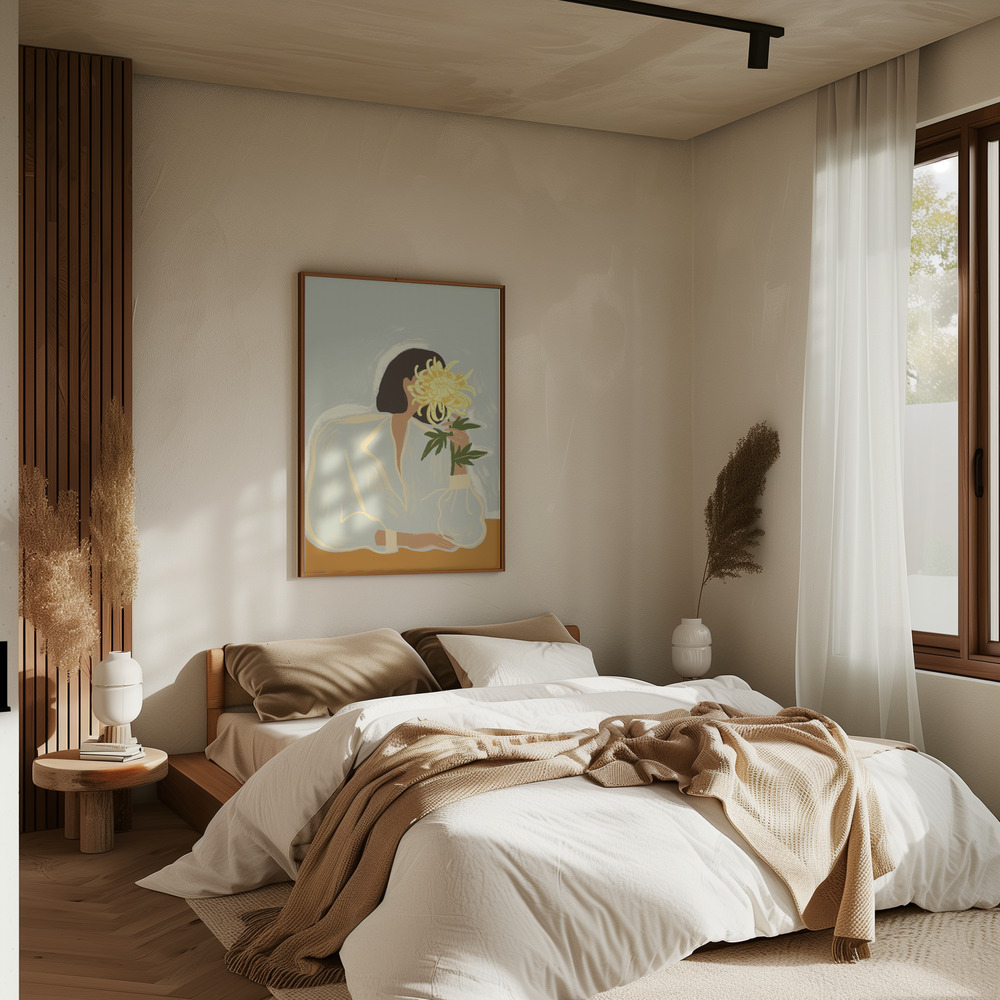 Poster - Thecrysanthemum im Schlafzimmer