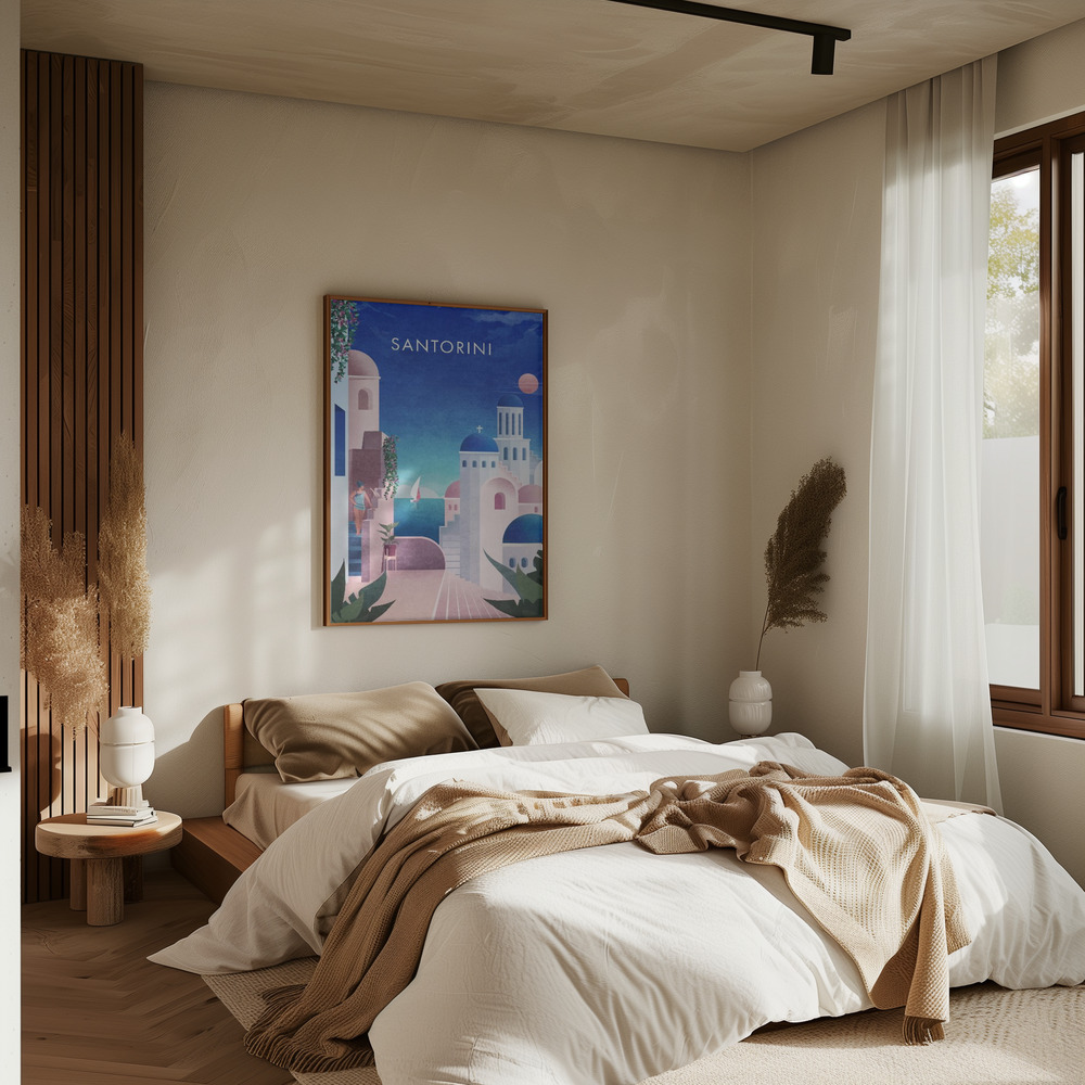 Plakat - Santorini IV w sypialni
