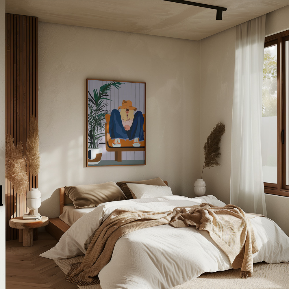 Poster - Retro Lounge Vibes in slaapkamer