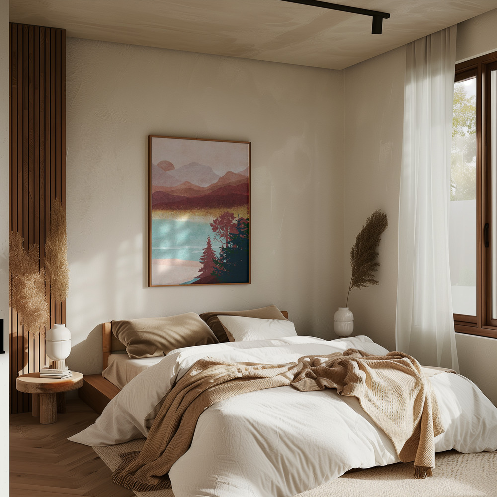 Póster - Misty Mountain Dawn en el dormitorio