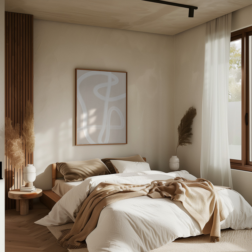 Poster - White Brush Stroke Poster - No.2 in bedroom