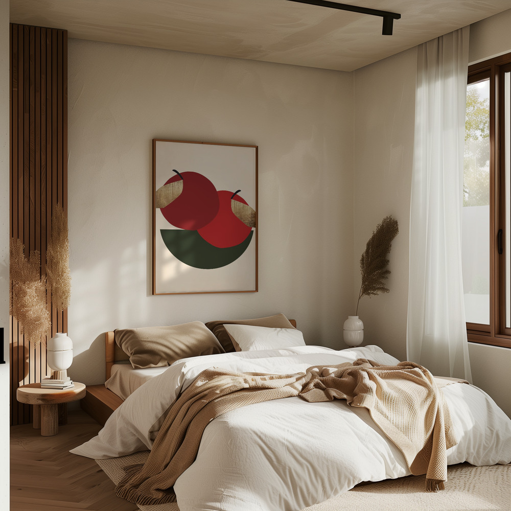 Poster Two Red Apples - Affisch i sovrummet
