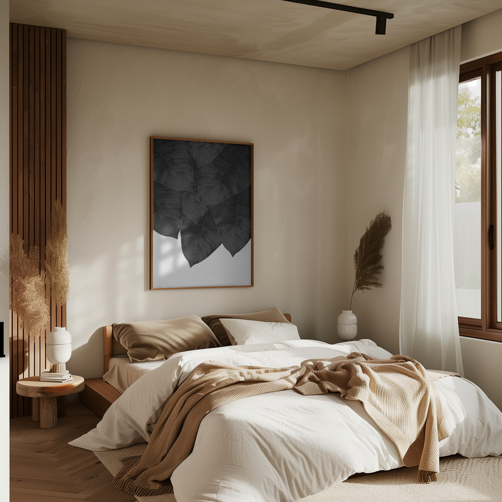 Poster - Banana Leaf Black & White III in bedroom