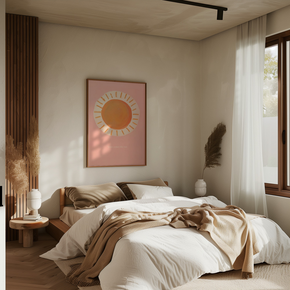 Poster - Here Comes the Sun im Schlafzimmer