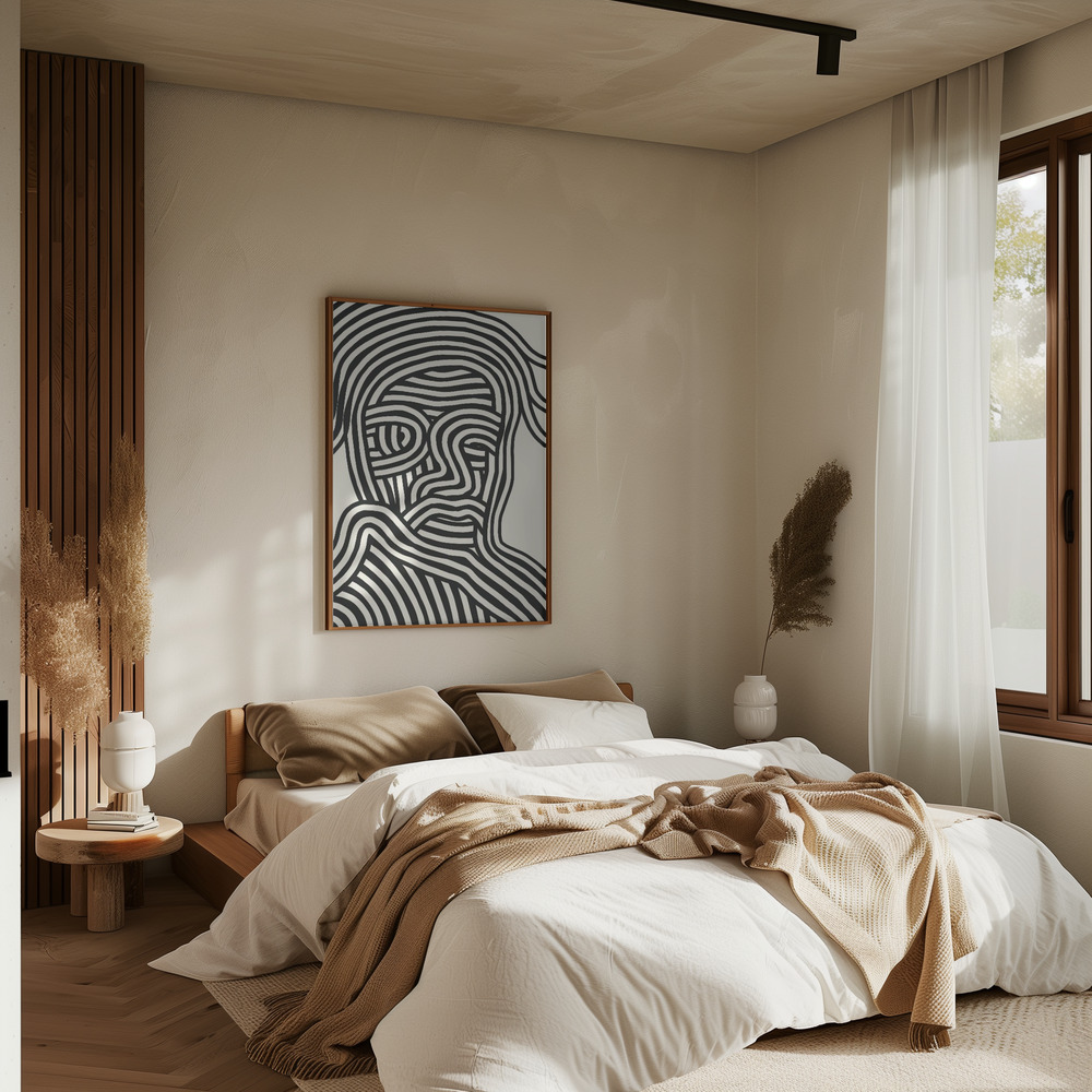 Poster - Stripe Portrait in bedroom