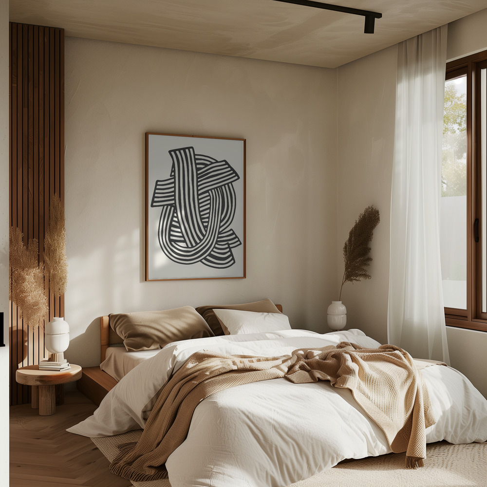 Poster - Striped Abstract In Black in bedroom