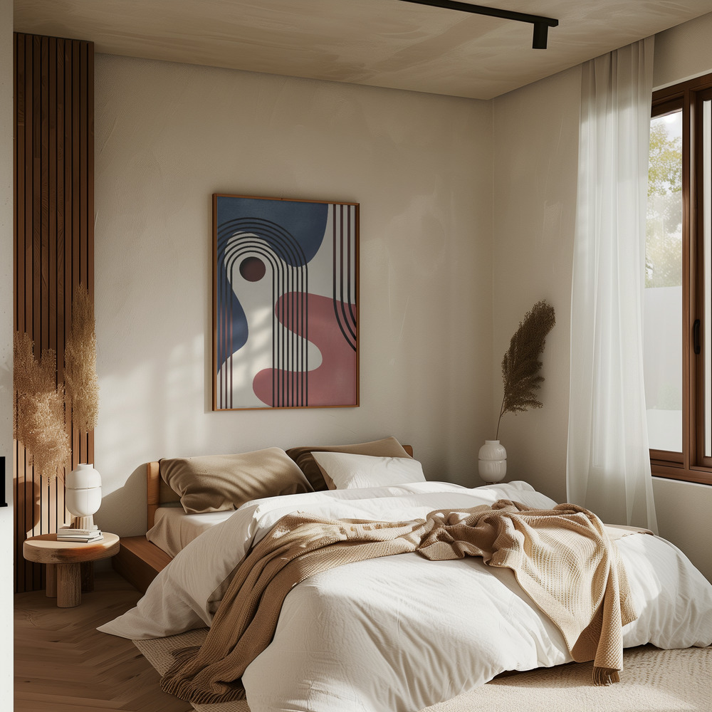 Poster - Mid Century Abstract Painting in bedroom