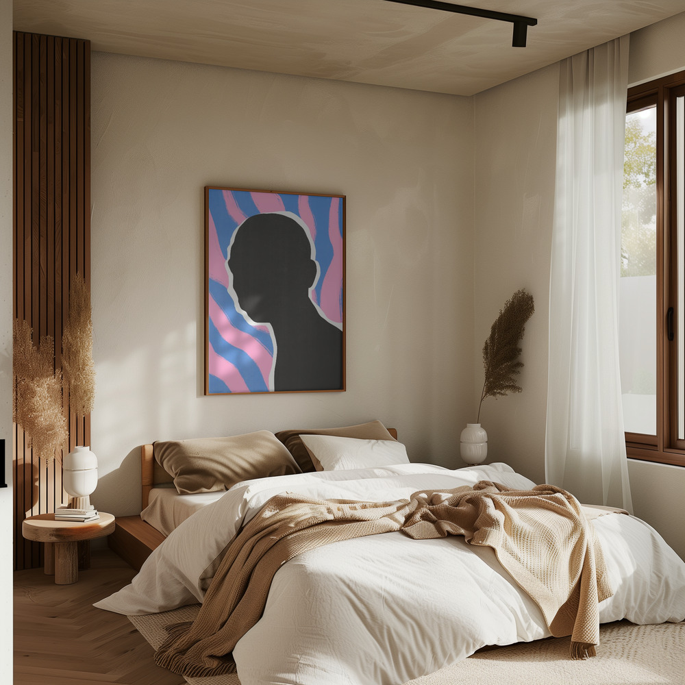 Poster - Anonymous Portrait In Stripes in bedroom