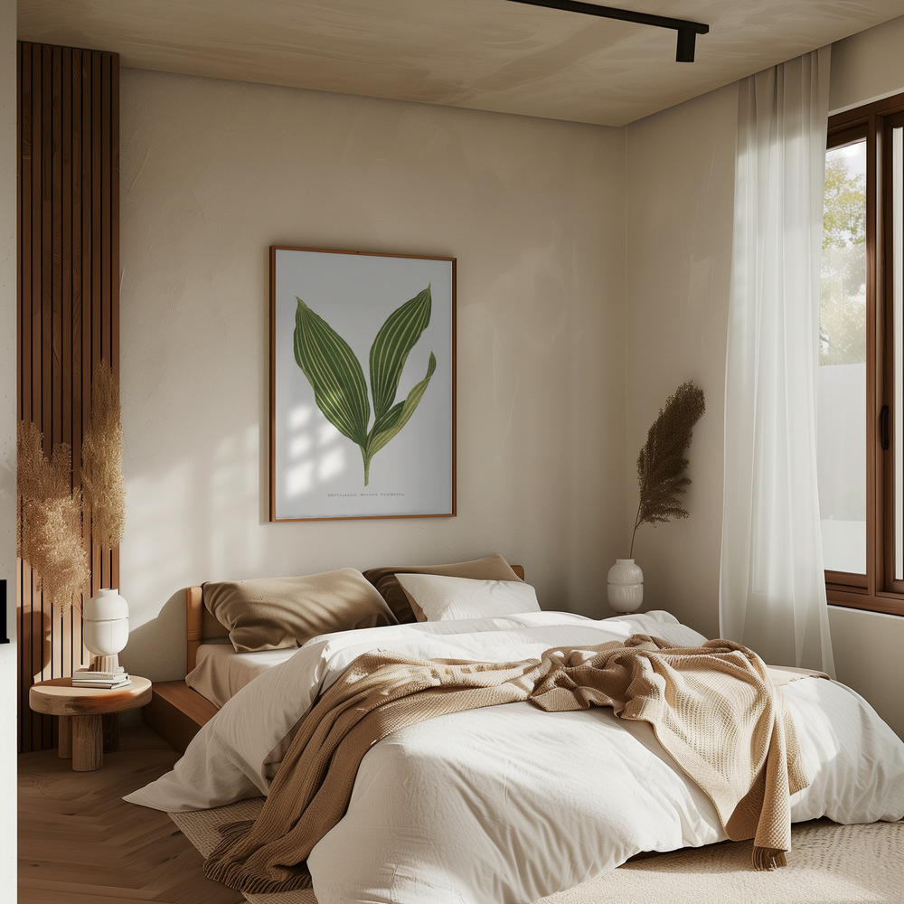 Juliste - Lily of the Valley Leaf Illustration makuuhuoneessa