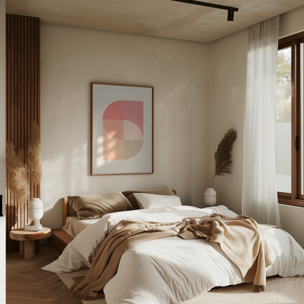 Poster - Peach 30 im Schlafzimmer