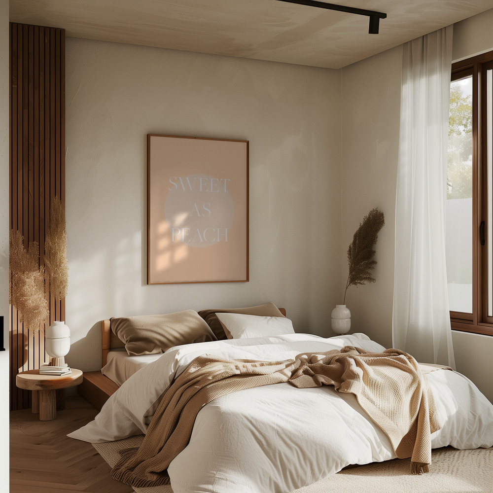 Poster - - Sweet As Peach Illustrated Text Poster - im Schlafzimmer