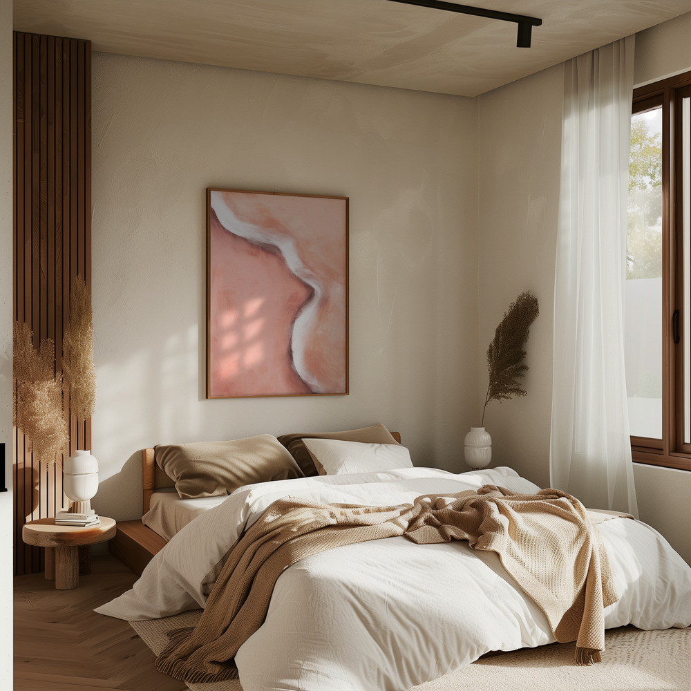 Plakat - Peachy Wave w sypialni