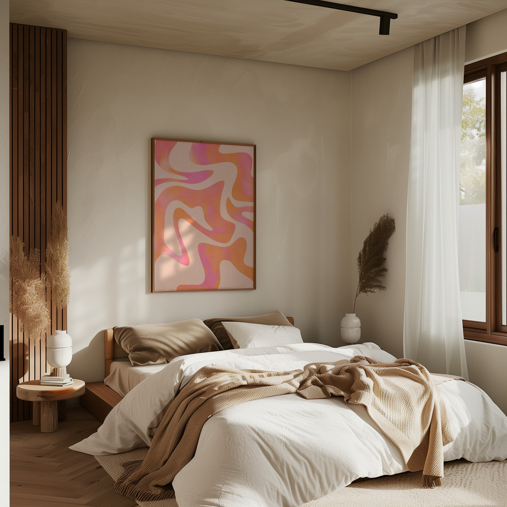 Poster Abstract Wave - Peach Fuzz - Affisch i sovrummet
