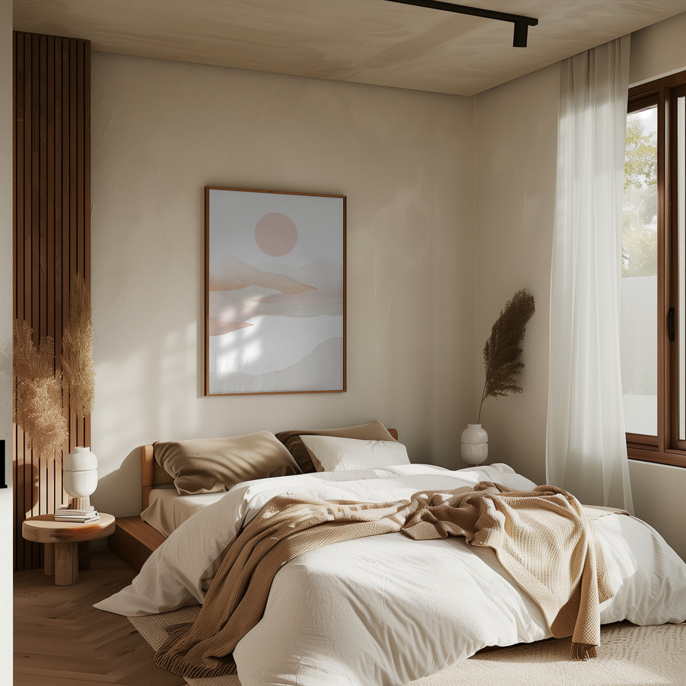 Poster - Mountains in pink-2 in bedroom