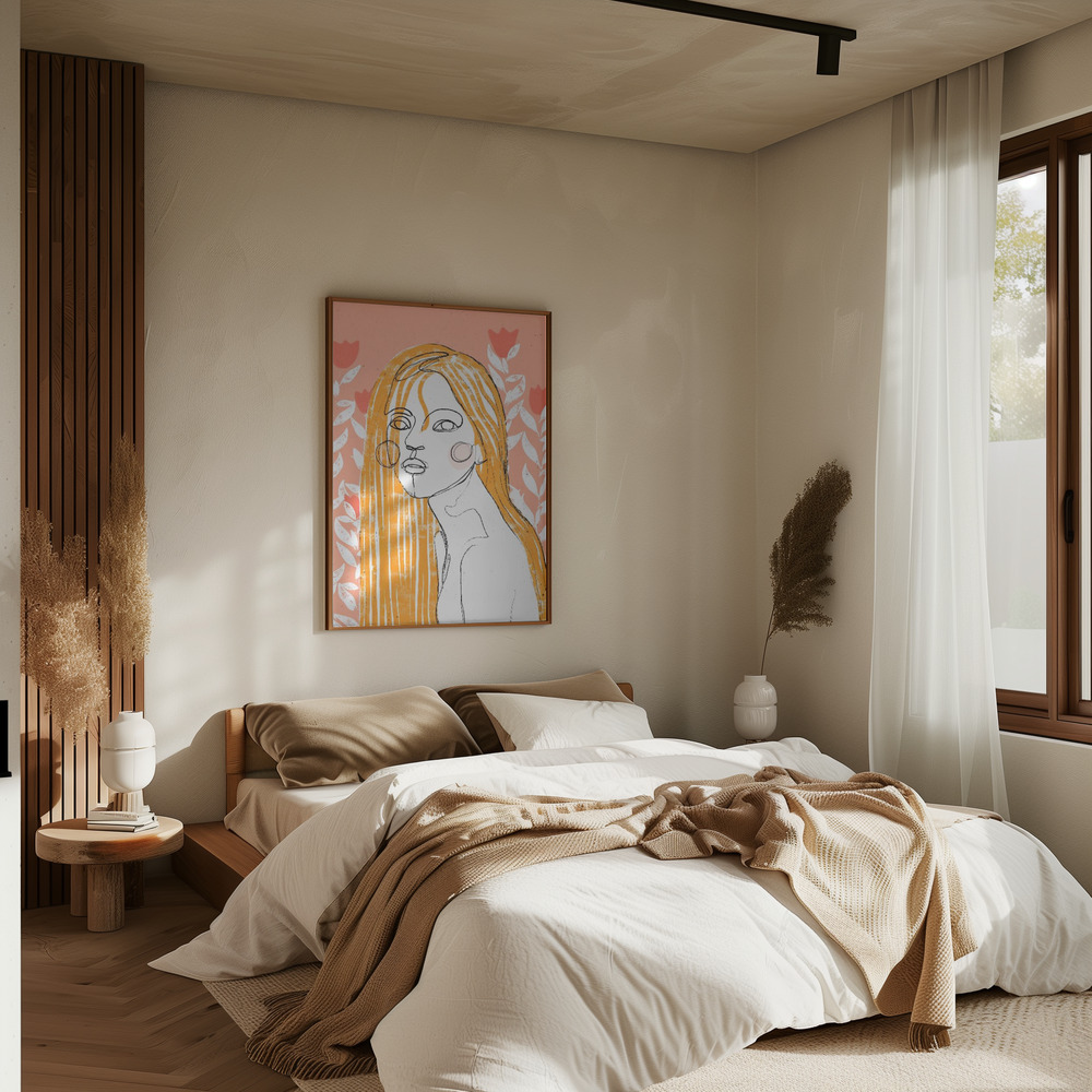 Plakat - The Tulip Girl (Peach) i soveværelset