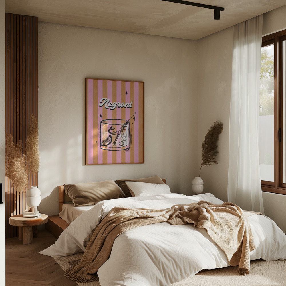 Poster - Negroni Drink on Stripes in bedroom