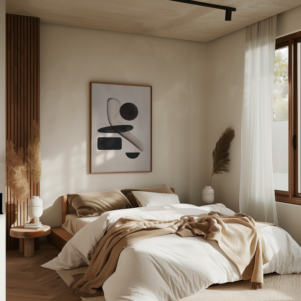 Juliste - Mid Century Modern Objects makuuhuoneessa