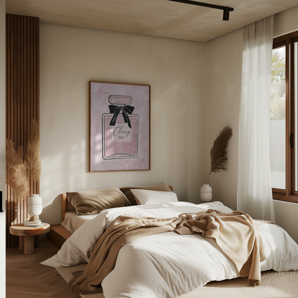 Poster - Pink Classy Perfume in slaapkamer