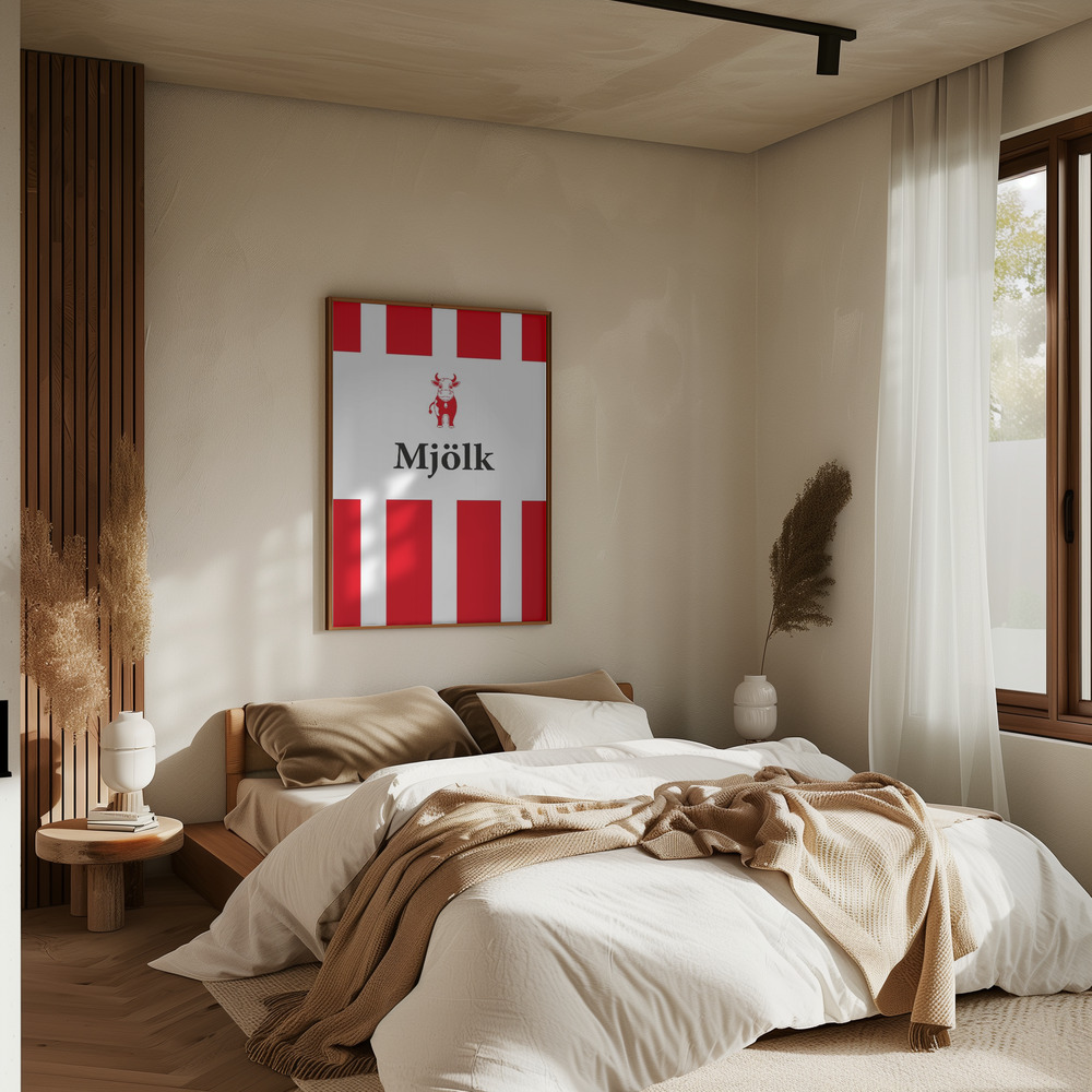 Poster - Mjölk Röd in bedroom