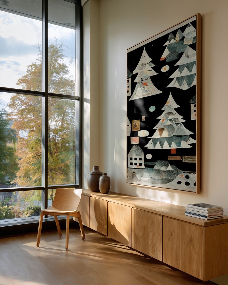 Canvas taulu - A Paper Village At Night in guest room