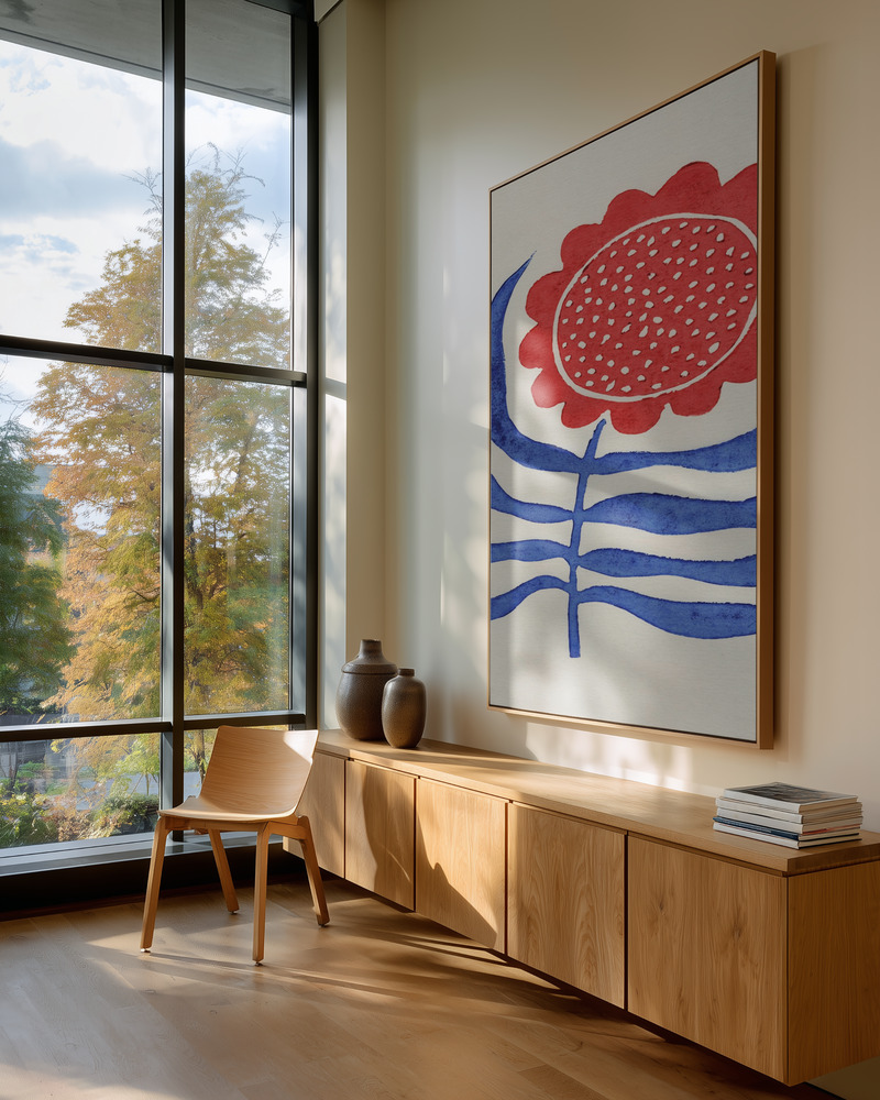 Canvastavla Red Flower / Lino Print - Tavla in guest room