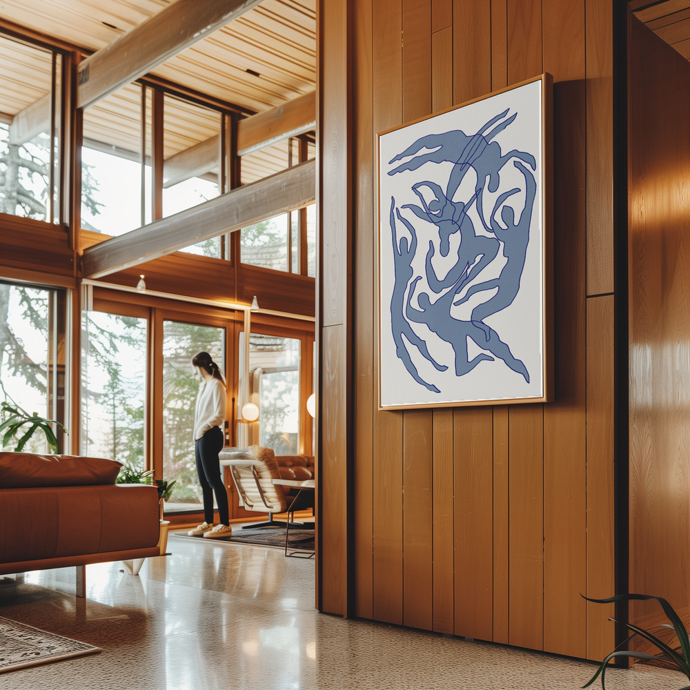 Canvas taulu - Swimmers Blue in guest room