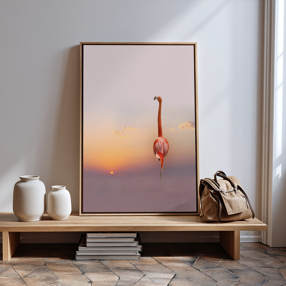 Canvas print - Sunset Flamingo in guest room