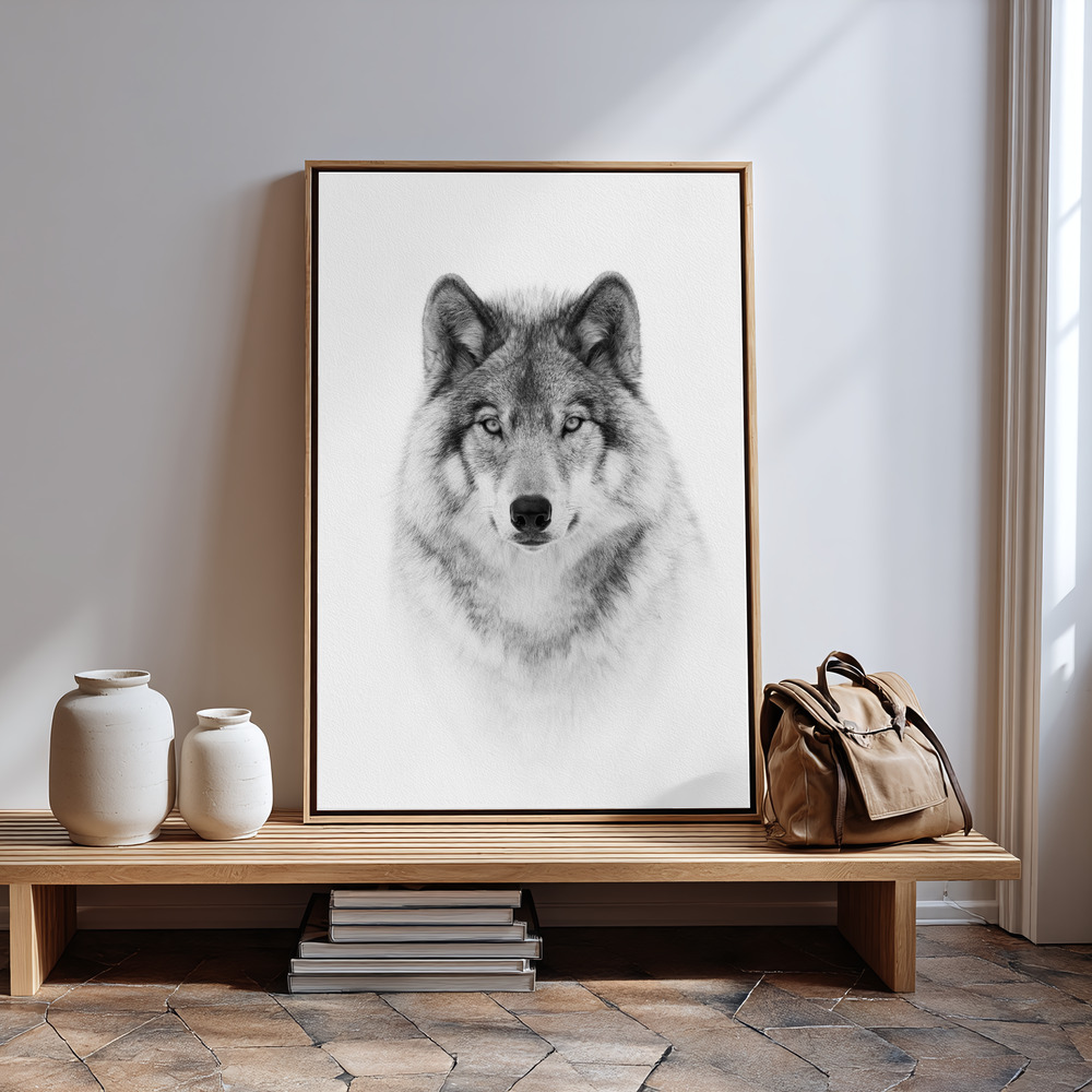 Canvas print - Portrait of a Timber Wolf in guest room