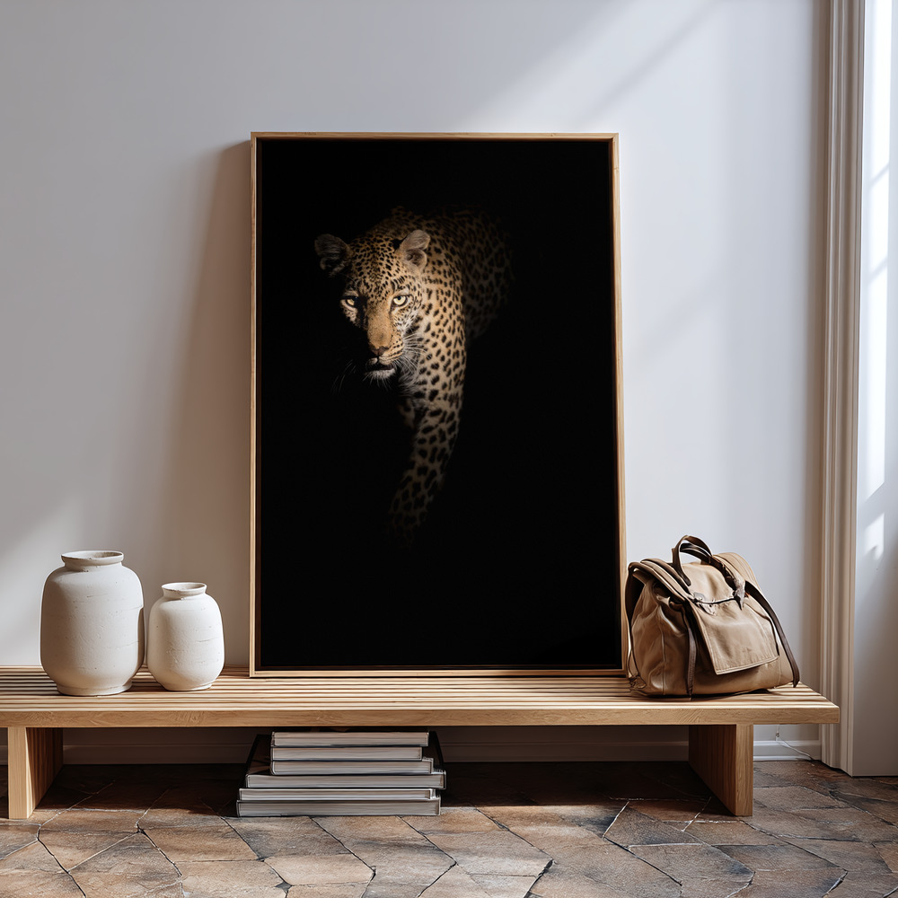 Canvas print - Leopard - Out of the darkness in guest room