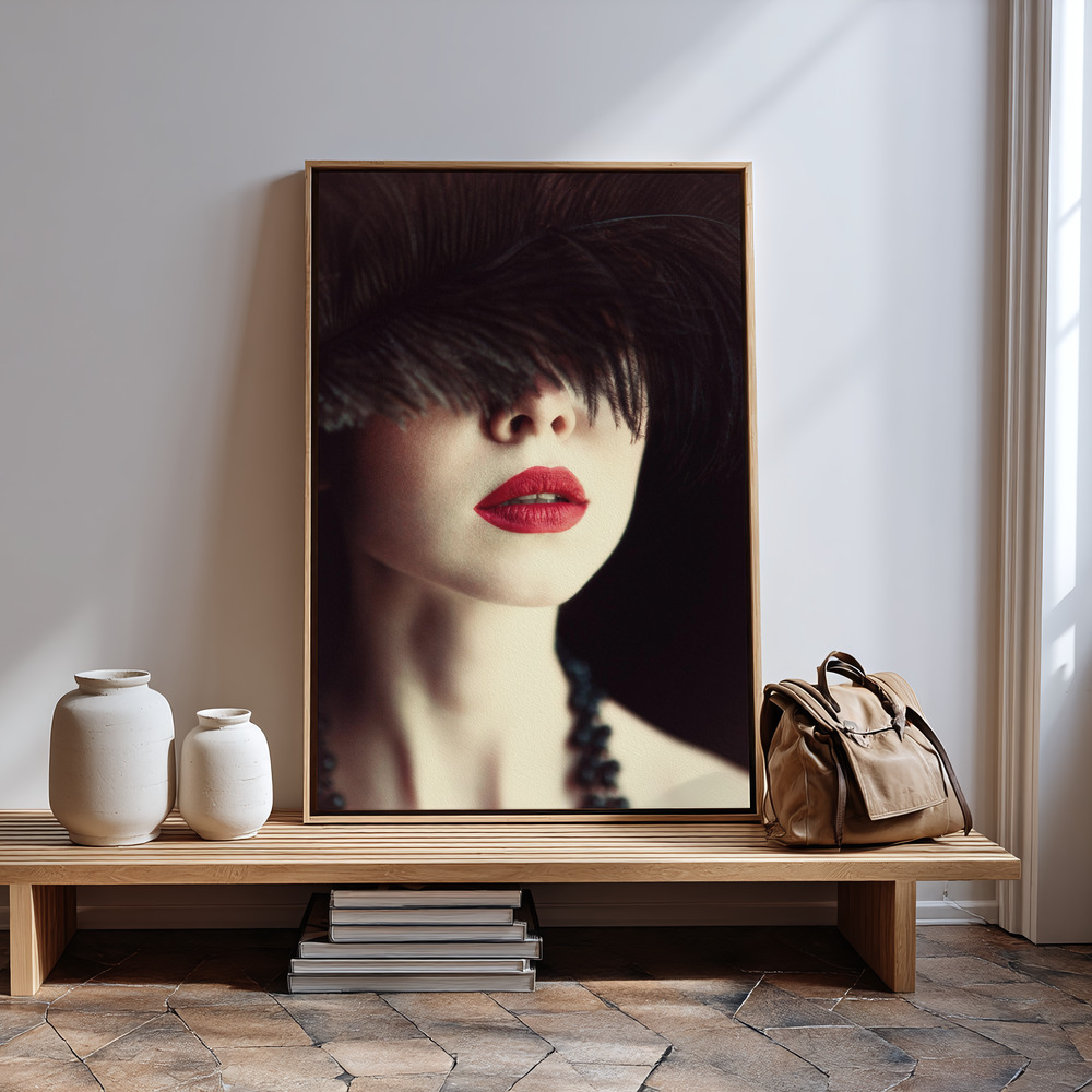 Canvas print - Lips and feather in guest room