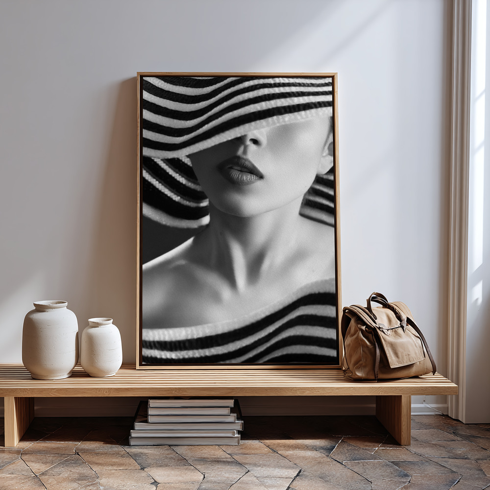 Canvas schilderi - Black & white stripes bij de ingang