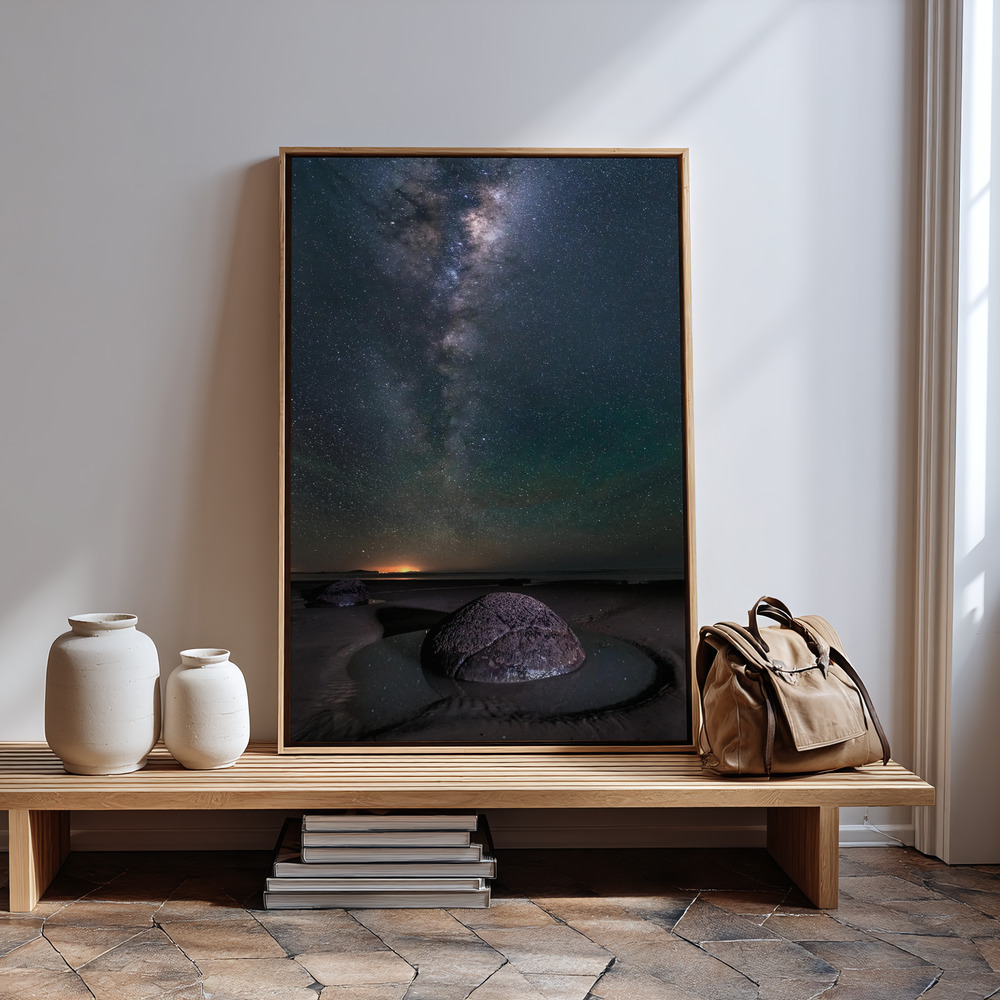 Canvas schilderi - Big eye looking up sky bij de ingang