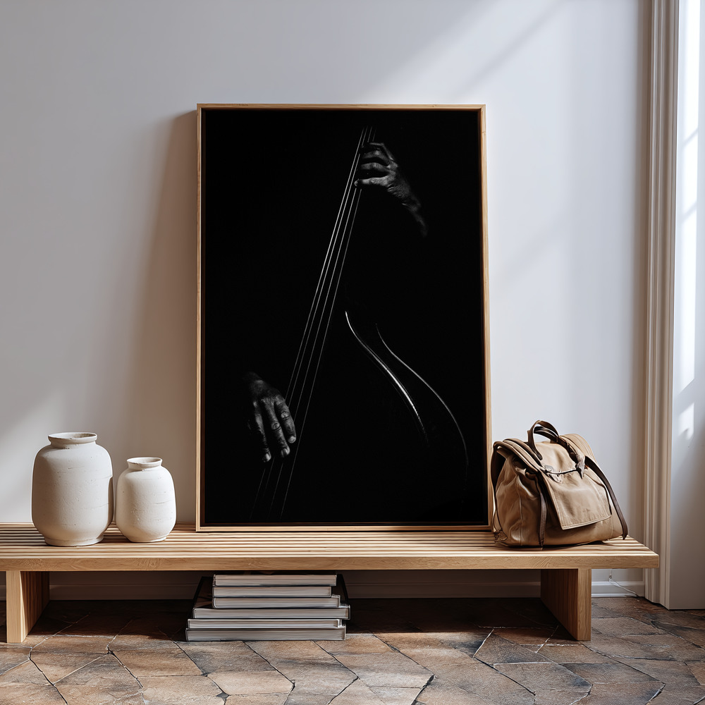Canvas print - Le contrebassiste in guest room