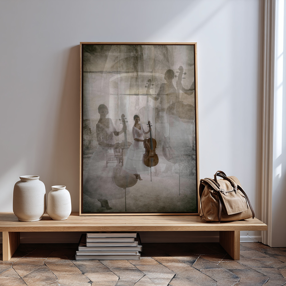 Canvas print - The stage fright of the cellist in guest room