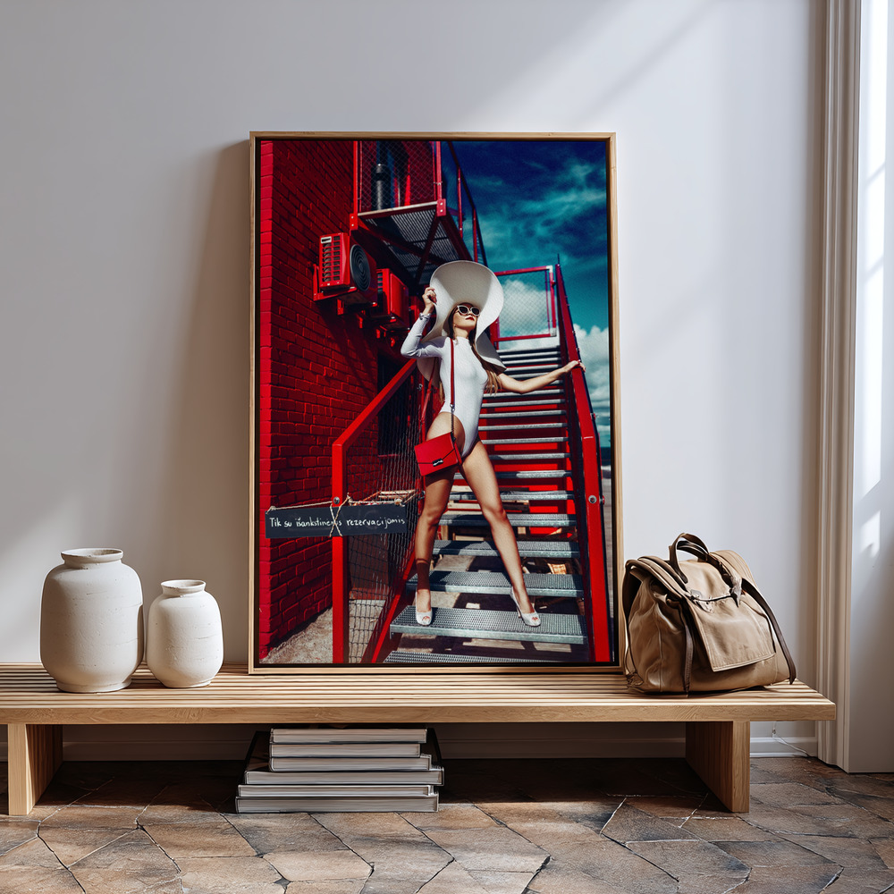 Canvas print - Red'n'White in guest room
