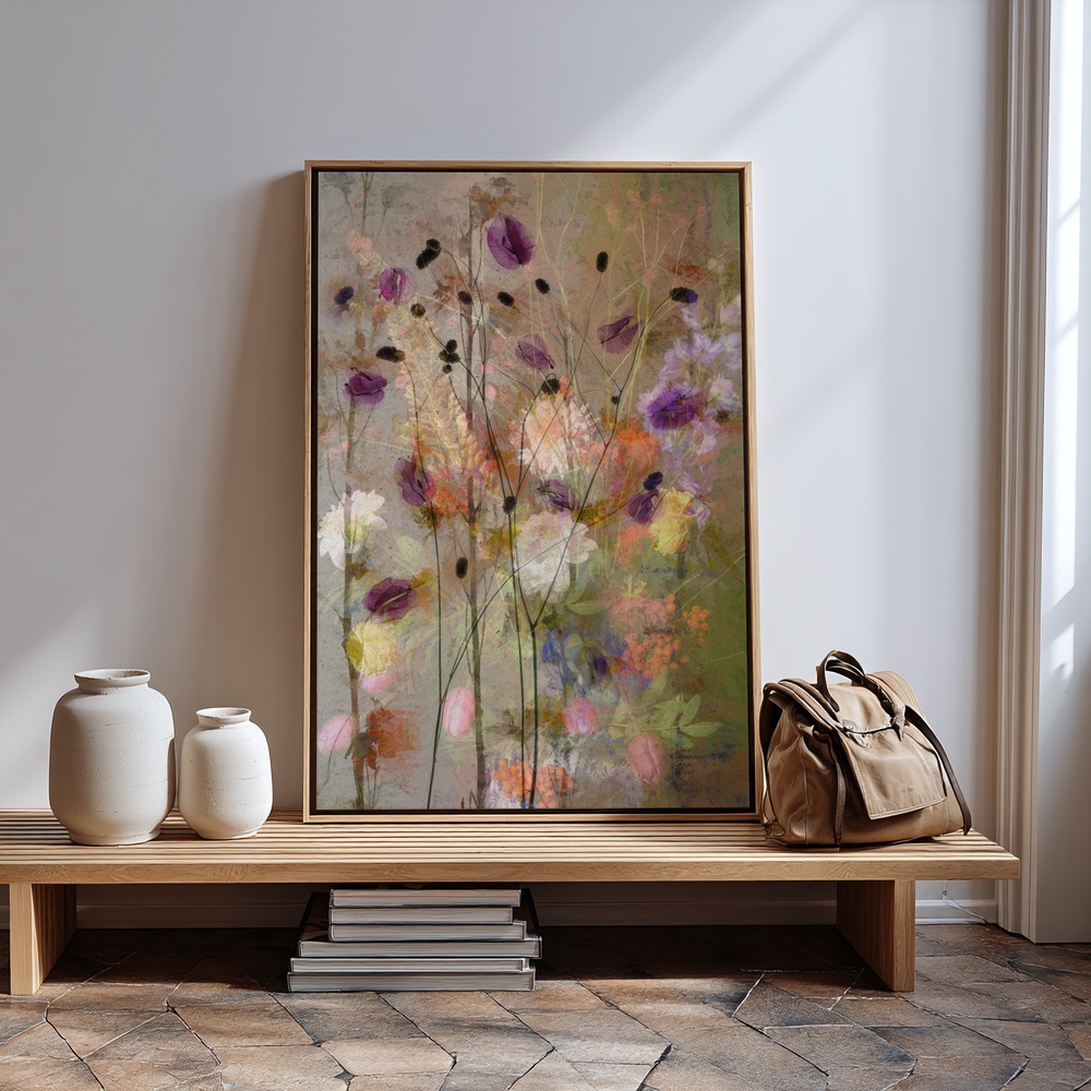 Lærred - Painterly flowers in guest room