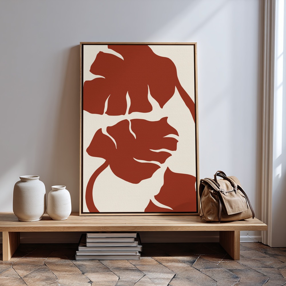 Canvas print - Monstera Brown in guest room