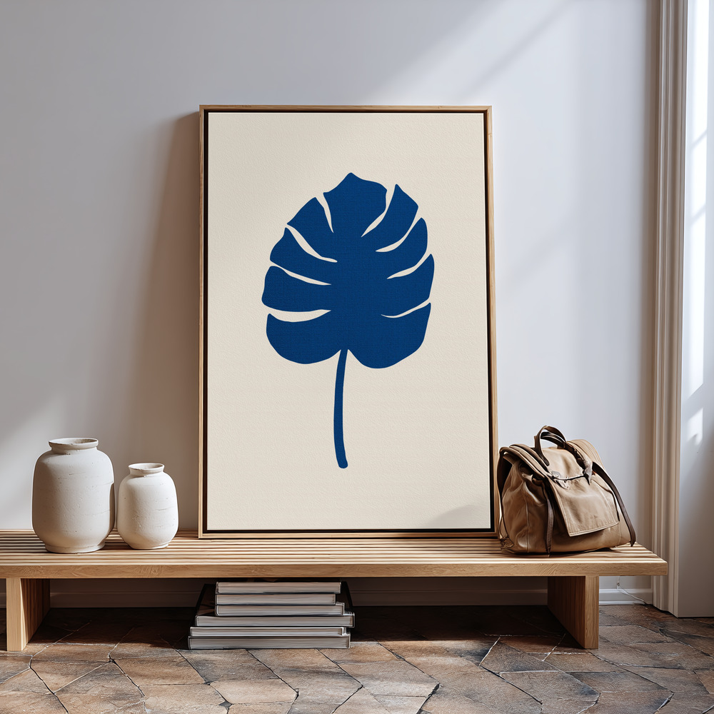 Canvas print - Monstera Canvas Blue in guest room