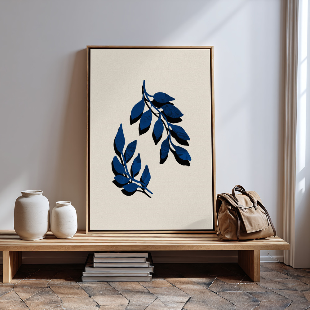 Canvas print - Blue Twig Brush in guest room