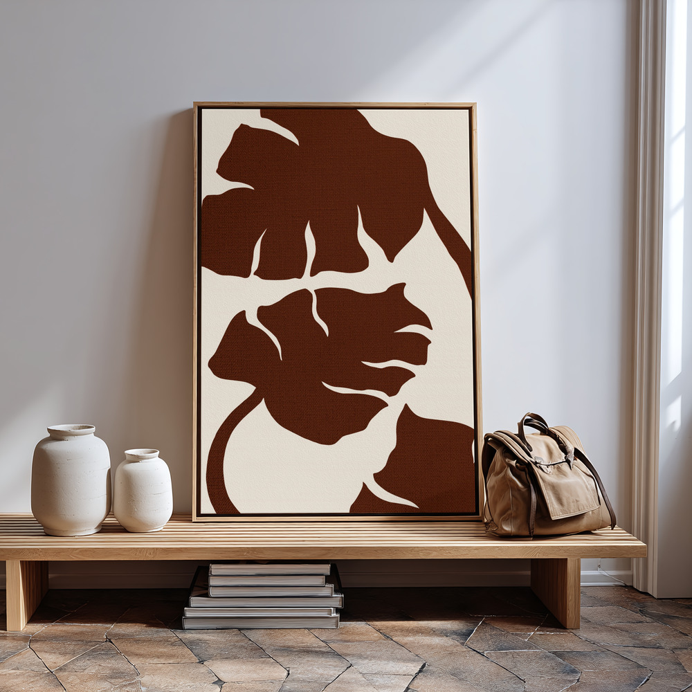Canvas print - Monstera Canvas Brown in guest room