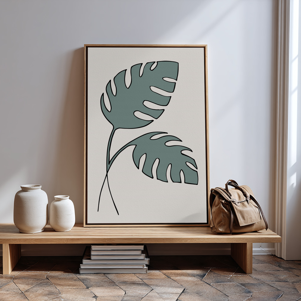 Canvas print - Monstera Cross in guest room